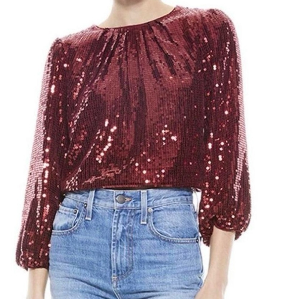 Alice + Olivia Avila Sequin Crop Top Red Size S/P